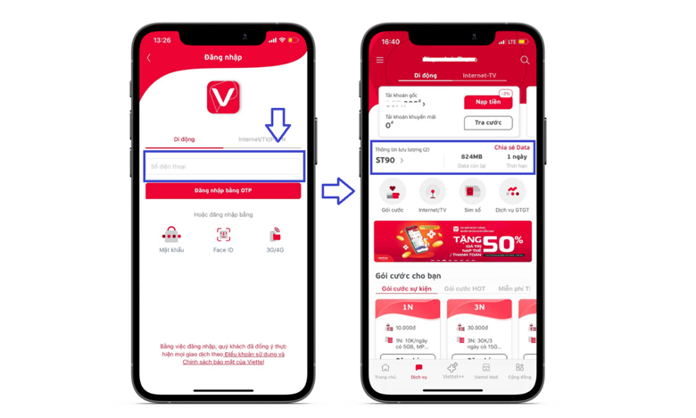 Kiểm tra dung lượng 4G Viettel