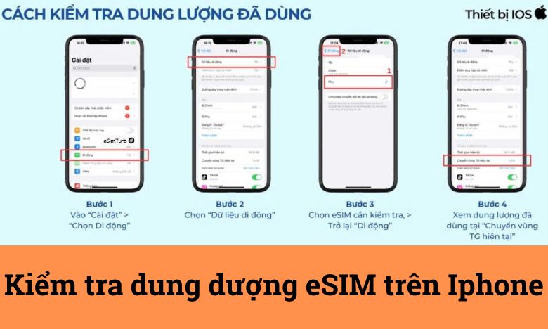 Kiểm tra dung lượng eSIM trên Iphone