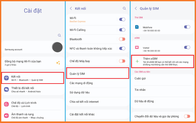 Kiểm tra điện thoại có eSIM không trên android