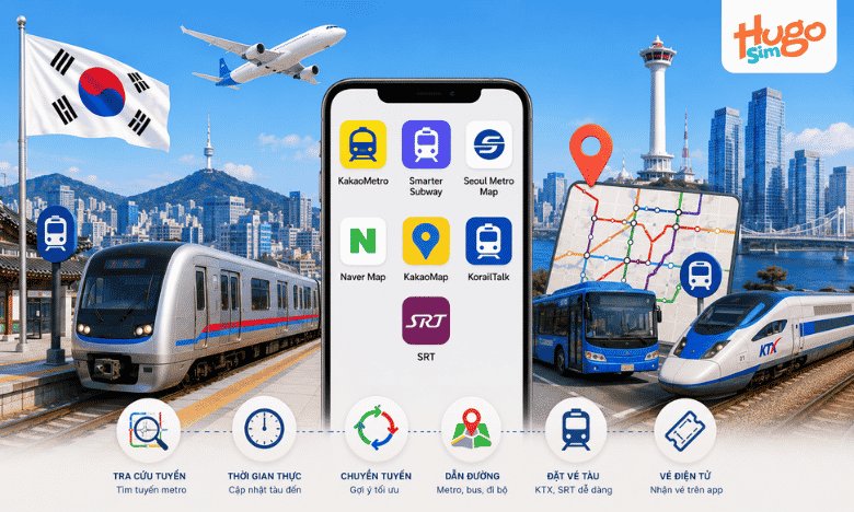 Các app tàu điện Hàn quốc phổ biến hiện nay